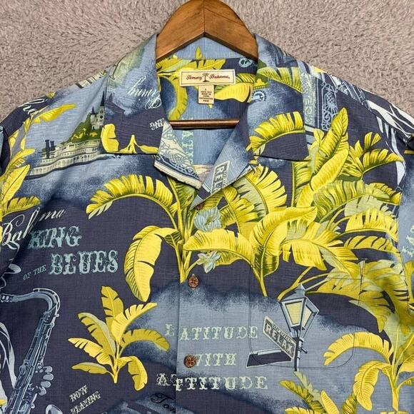 Tommy Bahama Shirt Mens Large Blue Green Floral Jazz King of Blues All over loop - Picture 6 of 10